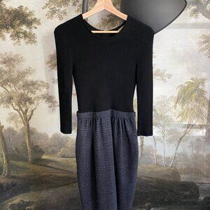 Burberry London Black Grey Wool Dress - Size 4